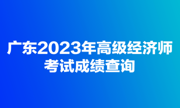 廣東2023年高級經(jīng)濟師考試成績查詢