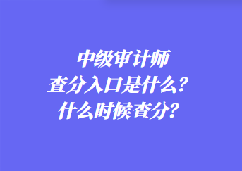 中級審計師查分入口是什么？什么時候查分？