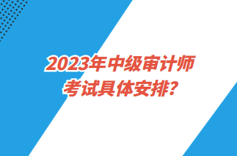 2023年中級(jí)審計(jì)師考試具體安排？