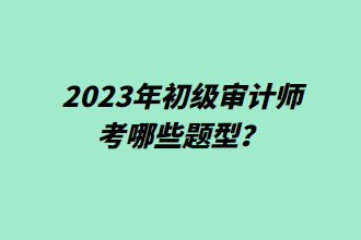 2023年初級審計師考哪些題型？