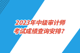 2023年中級審計(jì)師考試成績查詢安排？