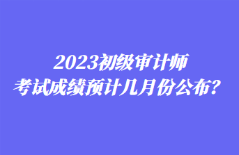 2023初級審計師考試成績預計幾月份公布？