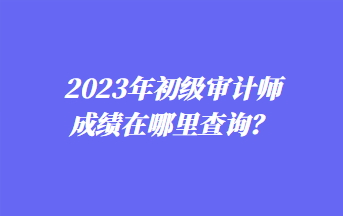 2023年初級審計師成績在哪里查詢？