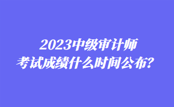 2023中級審計師考試成績什么時間公布？