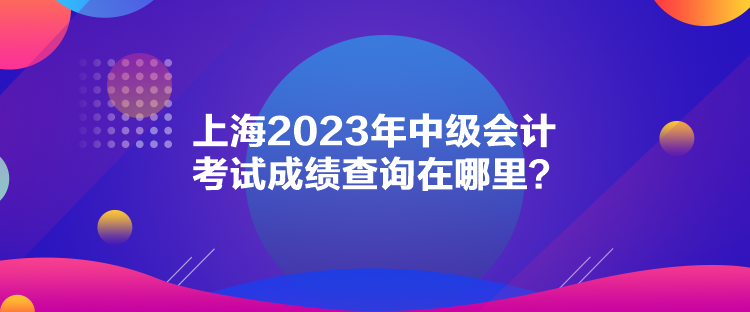 上海2023年中級會計考試成績查詢在哪里？