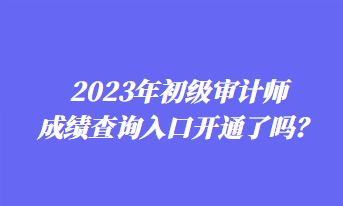 2023年初級審計師成績查詢?nèi)肟陂_通了嗎？