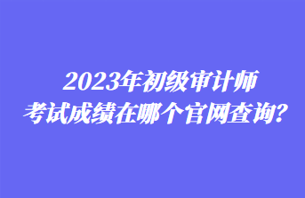 2023年初級(jí)審計(jì)師考試成績(jī)?cè)谀膫€(gè)官網(wǎng)查詢？