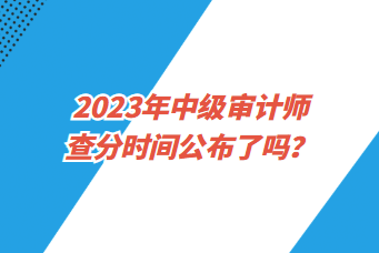 2023年中級審計師查分時間公布了嗎？