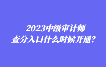 2023中級審計師查分入口什么時候開通？