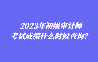 2023年初級審計(jì)師考試成績什么時(shí)候查詢？1