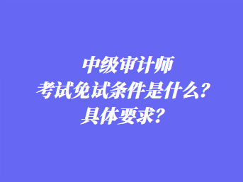 中級(jí)審計(jì)師考試免試條件是什么？具體要求？