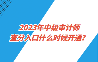 2023年中級審計師查分入口什么時候開通？