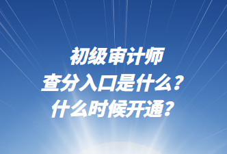 初級審計師查分入口是什么？什么時候開通？