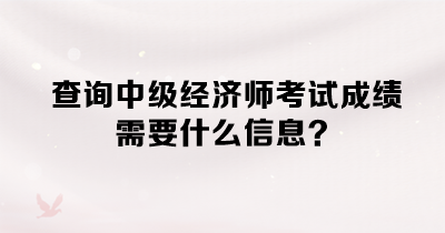 查詢中級經(jīng)濟(jì)師考試成績需要什么信息？