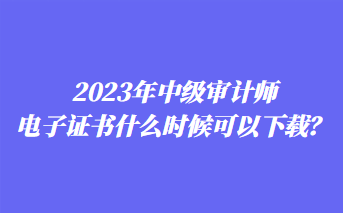 2023年中級(jí)審計(jì)師電子證書(shū)什么時(shí)候可以下載？