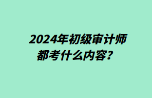 2024年初級(jí)審計(jì)師都考什么內(nèi)容？