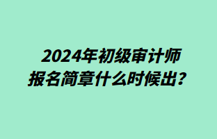 2024年初級(jí)審計(jì)師報(bào)名簡(jiǎn)章什么時(shí)候出？