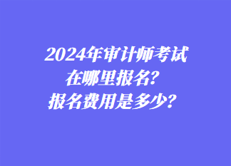 2024年審計師考試在哪里報名？報名費用是多少？