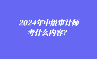 2024年中級審計師考什么內(nèi)容？