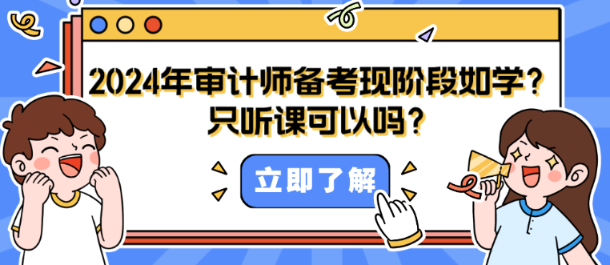 2024年審計師備考現(xiàn)階段如何學(xué)？只聽課可以嗎？