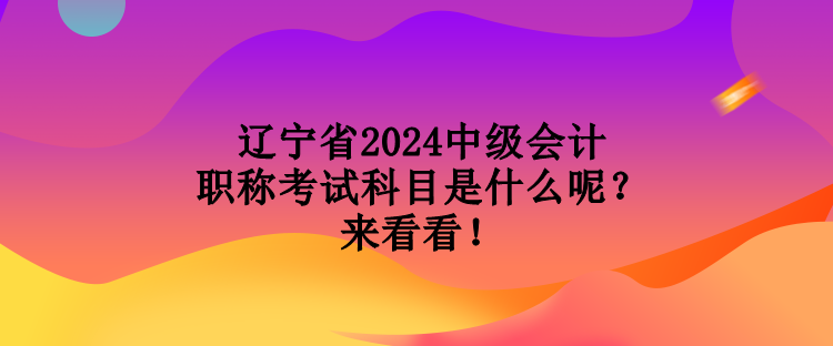 遼寧省2024中級會計職稱考試科目是什么呢？來看看！