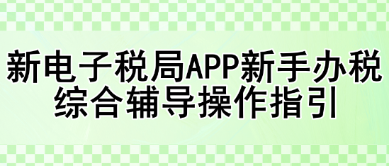 新電子稅局APP新手辦稅綜合輔導(dǎo)操作指引