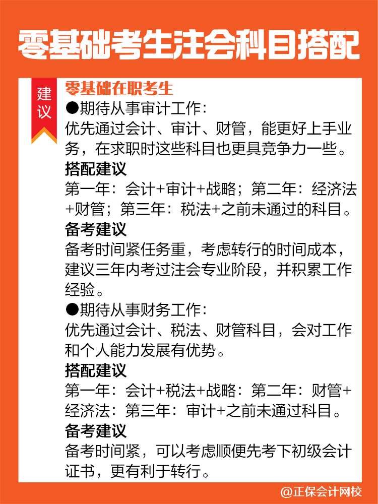 不同情況的零基礎考生備考注會建議這樣進行科目搭配！