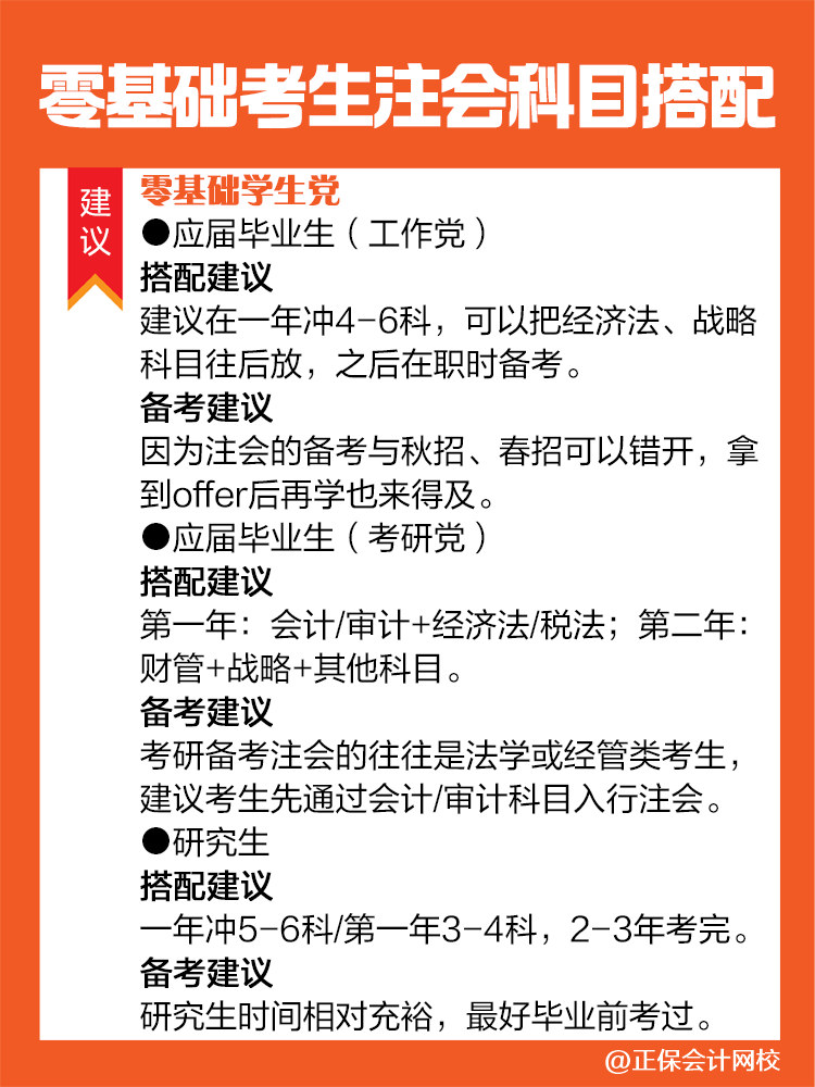 不同情況的零基礎考生備考注會建議這樣進行科目搭配！