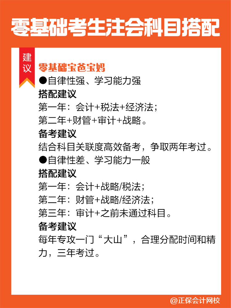 不同情況的零基礎考生備考注會建議這樣進行科目搭配！